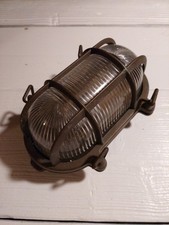  Schiffslampe oval Altmessing