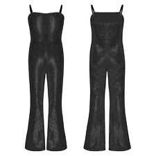 Mädchen Trikot Ballett Overall Spaghetti Riemen Bodysuit Bell Bottom Kostüm