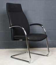 Drabert schicker Konferenz-Stuhl Besucher Freischwinger hohe Lehne Stoff schwarz