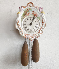 JUGENDSTIL Porzellan Wanduhr