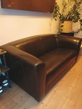 schwarz-braune 2sitzer Couch mit Kunstleder, gebraucht ,vintage,kolonialstil