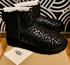 UGG SCHUHE CLASSIC MINI SNOW LEOPARD BLACK  Gr 37 Stiefel Schaffell
