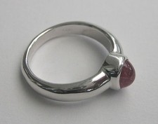 Turmalin rot Edelstein-Ring Größe 55 Ø 17,5 mm 925 Sterling Silber rhodiniert
