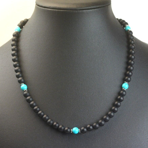 Kette schwarz türkis