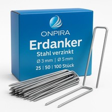 Erdanker Heringe 150x30mm Ø3mm Bodenanker Zeltnagel Erdnagel Anker Unkrautvlies