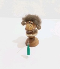 Seltener Lustiger Flaschenöffner "Affe Mit Angel" Figur Holz DDR #1