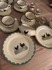Zeller Keramik Hammersbach Hahn und Henne handbemalt Set 16 teilig Handgemalt