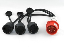 CEE Adapter Starkstrom 16A Stecker auf 3x 230V Gummi Kupplung 3x3500W DE