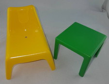 Ikea Huset Puppenhaus Möbel Dollhouse Furniture Lehnstuhl gelb & Tisch grün ??