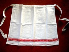 Nostalgie pur! Halbschürze aus kräftigem Leinen - Hohlsaum, traumhafte Stickerei