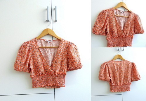 Crop rüschen bluse wickel - crop,