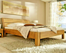 Massivholz Einzelbett 100x200x45cm Eiche massiv geölt Holz gestell Senioren-bett