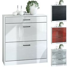 Schuhschrank Schuhkipper Schuh Regal Elvas Weiß - Hochglanz, Matt & Naturtöne