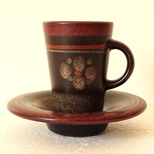 KMK Kupfermühle Espressotasse mit Untertasse braun tadellos 80er Jahre Keramik