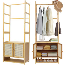 Kleiderständer Bambus Garderobenständer Natur Kleiderschrank mit Schuhschrank 