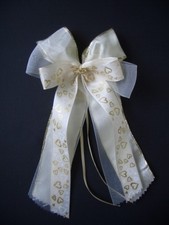 15 Autoschleifen*Antennenschleifen*Organza*Taft&Satin*Creme*Gold*HOCHZEIT