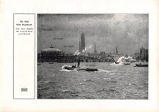 Elbe beim Grasbrook - Leopold Kalckreuth - 1912 - Histor. Kunstdruck ~20x28cm