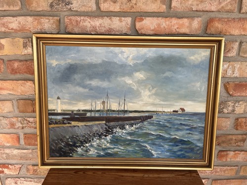ölbild ölgemälde hafen meer - Ölbild,