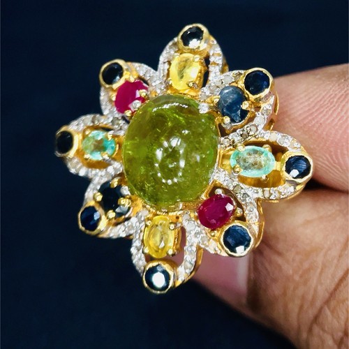 Turmalin cabochon ring multi - cabochon,