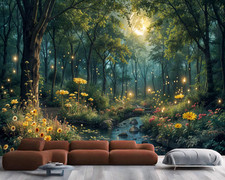 Verzauberte Waldnacht eine magische Tapete Wandbild abnehmbar abwaschbar abziehen & kleben