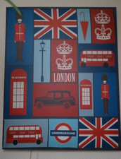 Leinwandbild LONDON blau rot weiß Holzrahmen - B40cm x H50cm - TOP gepflegt