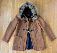 ZARA ❤ Dufflecoat Parka M38 Kurzmantel Jacke Wolle Kunstfell braun TOP Fake Fur