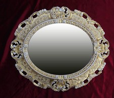Wandspiegel Spiegel GOLD / WEIß OVAL 45x38 cm BAROCK Antik REPRO Vintage 345 26*