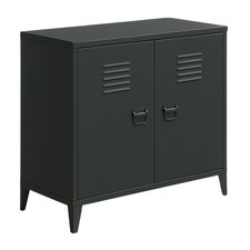 Industrial Wohnen 2-türiger Spindschrank  Büroschrank Stahl 80x40x90cm schwarz