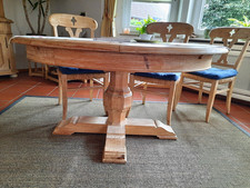  Pinie Esstisch oval mit Klappeinlage 145/105  Klappeinl. 40cm  und 6 Stühle