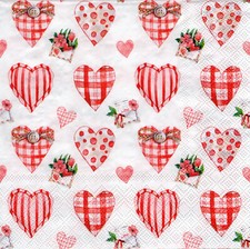 3 Servietten ~ Love, Liebe, Valentinstag, Stoffherzen, Patchwork ~ 33x33