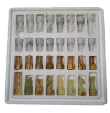 Weißer Marmor & Mehrfach Grün Onyx Schachfiguren-Set - Nur Figuren - Dekor