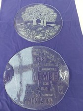 2 Anbietplatten rund Glas 35cm, Käseplatte, Bäume und Wiese mit Blumen, unbesch