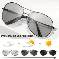 Retro Photochrome polarisiert selbsttönend Sonnenbrille Pilotenbrille Federbügel