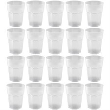 ENGELLAND 20 x Hartplastikbecher Party-Becher Gläser Mehrweg 250 ml Weiß