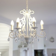 Kronleuchter SOUTHAMPTON weiß mit Kristallen Landhausstil modern Long Island