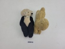 2x Kuscheltiere Plüschtiere Teddybär Hase Schwarz Weiß antik Spielzeug #259512