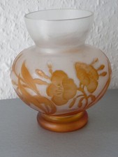 Jugendstil Glas Vase cameo Kamee Überfang geätzt Art Nouveau Galle-style Heckert