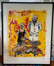 JÖRG IMMENDORFF "Selbst mit Baselitz" - limitierte, handsign. Farbserigraphie