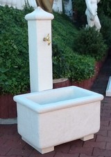 Wandbrunnen, Schöpfbrunnen, Gartenbrunnen, Steinguss,120 cm Hoch, Steinfigur