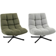 Sessel Drehbar Loungesessel mit Breiter Sitzfläche Chenille-Optik Stahlbeine