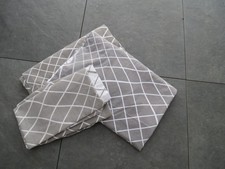 Biber Bettwäsche, grau-weiss kariert, 80x80 cm, 135x200 cm, 4 teilig