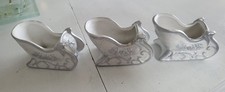 3 Kleine Schlitten Deko Weihnachten Weiß Silber Guter Zustand
