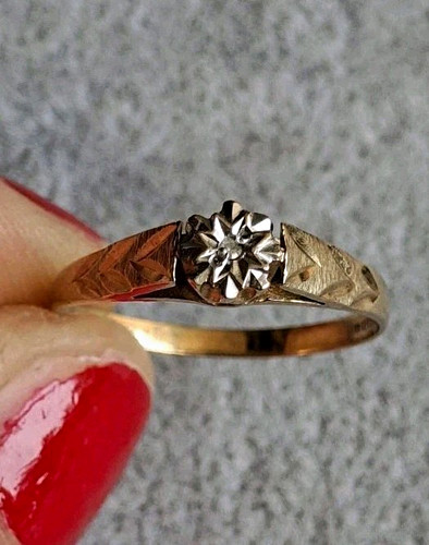 Vintage solitärring 375 - vintage,