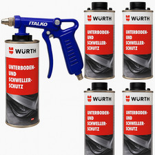 5x Schutzmittel für Unterboden schwarz 1 kg WURTH + Spritzpistole mit Einspritzr