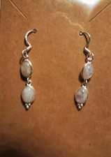 Ohrhänger - Regenbogenmondstein, L. 4 cm, Steine 0,8/0,6 cm oval ,    Nr. 18