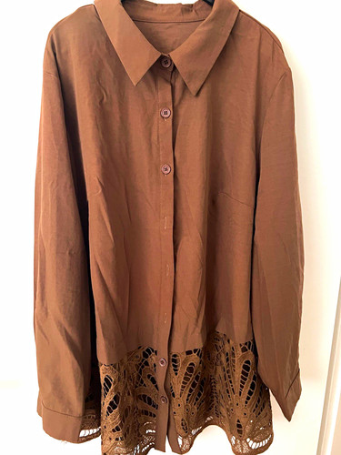 Damen bluse braun langarm mit - damen,
