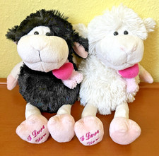 2 St. Morgenroth Lamm Schaf schwarz/weiß Kuscheltier Plüschtier 30 cm I love you