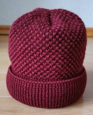 Bogner Strick-Mütze Alpaka-Wolle weinrot mit Umschlag