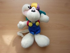 Diddl Maus Stofftier weiß mit Schul Rucksack und Mütze ** Sehr Gut