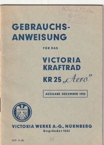 Gebrauchsanweisung victoria - gebrauchsanweisung,